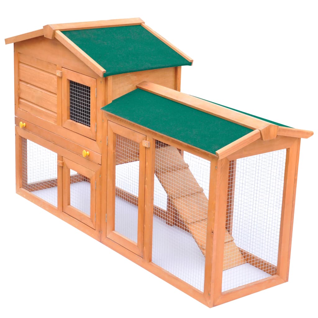 vidaXL Rabbit Hutch Bunny Cage with Pull Out Tray and Ramp Solid Pine Wood-5