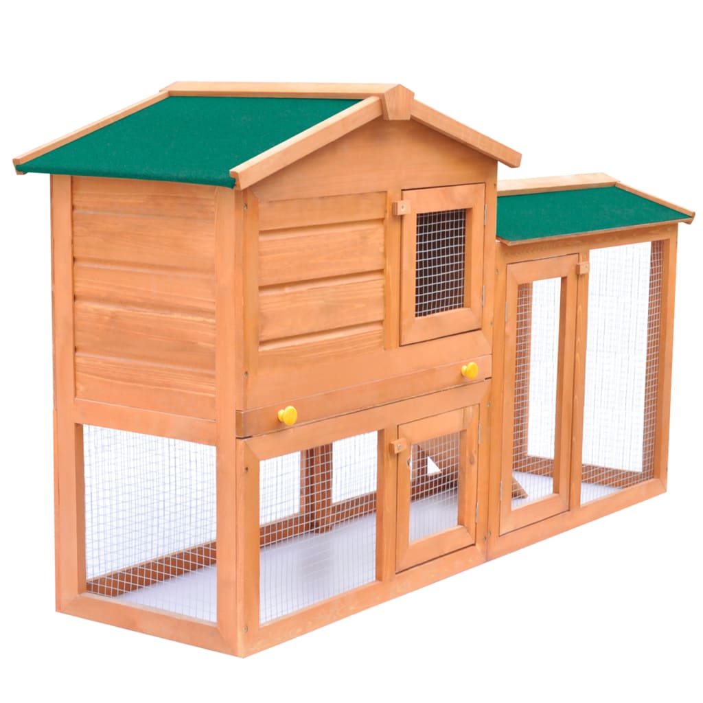 vidaXL Rabbit Hutch Bunny Cage with Pull Out Tray and Ramp Solid Pine Wood-8