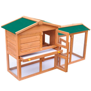 vidaXL Rabbit Hutch Bunny Cage with Pull Out Tray and Ramp Solid Pine Wood-11