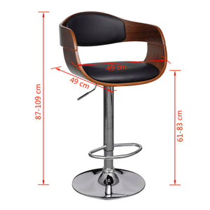 vidaXL Solid Bent Wood Bar Stool Faux Leather Bar Counter Seating Multi Colors-34