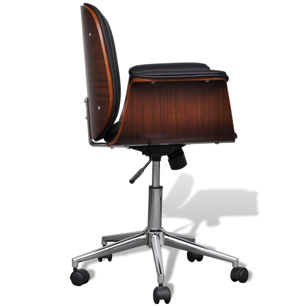 vidaXL Swivel Arm Chair Ergonomic Office Chair Bent Wood and Faux Leather-10