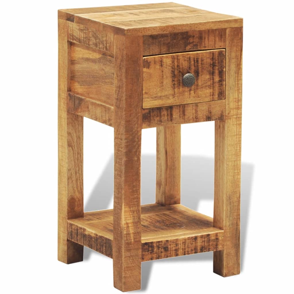 vidaXL Nightstand with 1 Drawer Solid Mango Wood-0