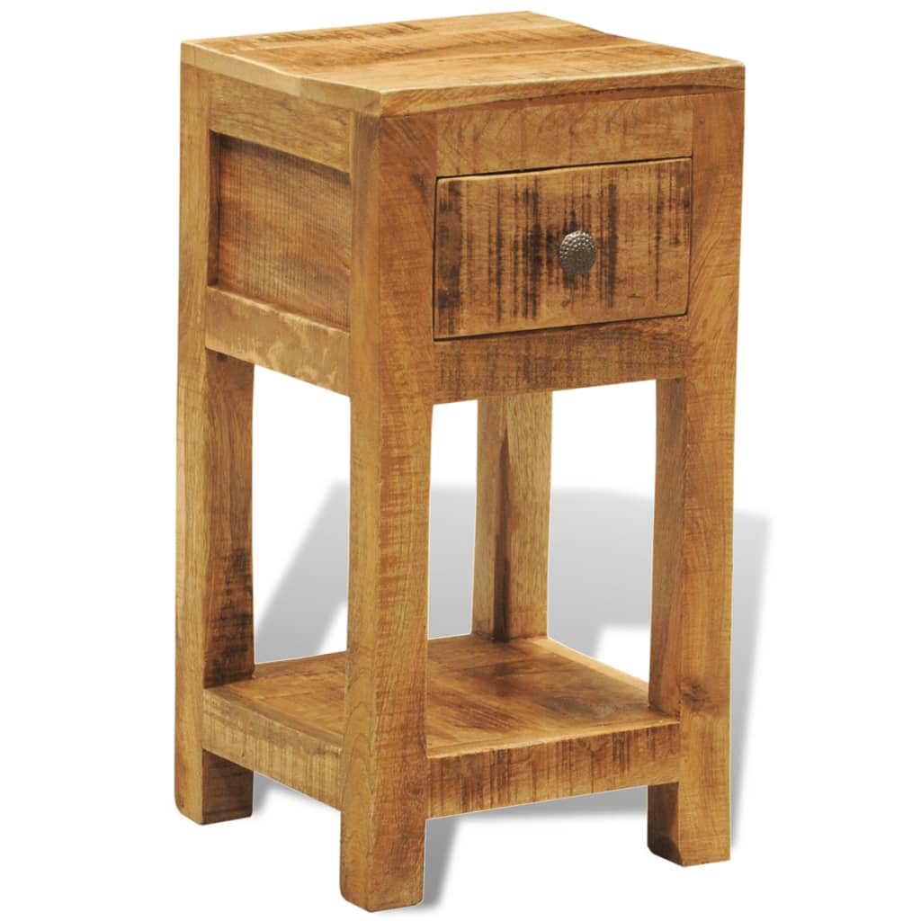 vidaXL Nightstand with 1 Drawer Solid Mango Wood-3