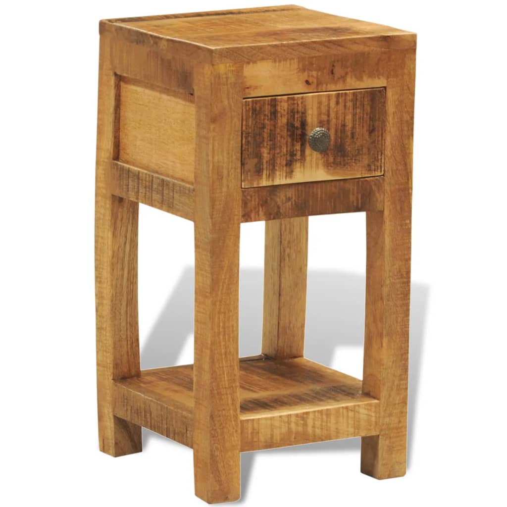 vidaXL Nightstand with 1 Drawer Solid Mango Wood-4