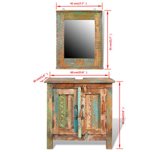vidaXL Reclaimed Solid Wood Bathroom Vanity Cabinet Set with Mirror-3
