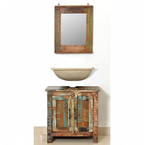 vidaXL Reclaimed Solid Wood Bathroom Vanity Cabinet Set with Mirror-4