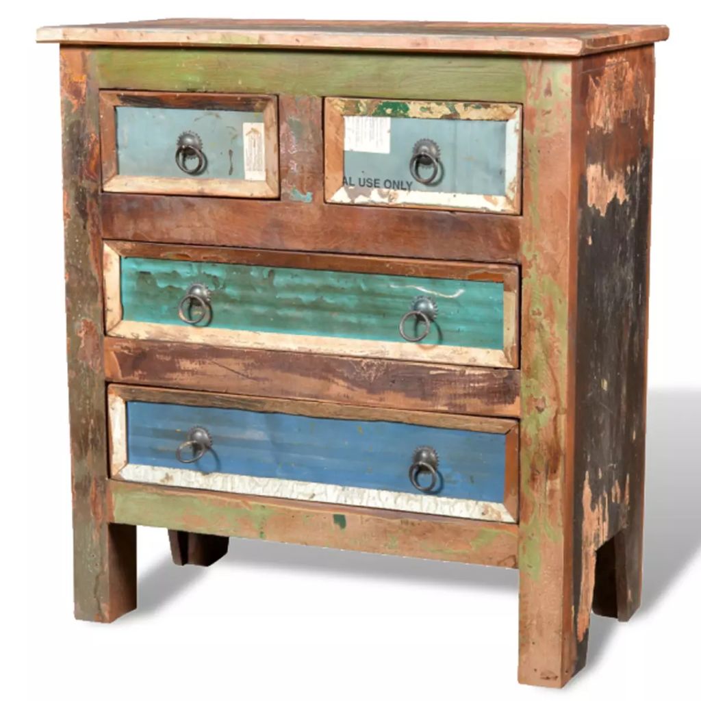 vidaXL Reclaimed Cabinet Solid Wood with 4 Drawers-7