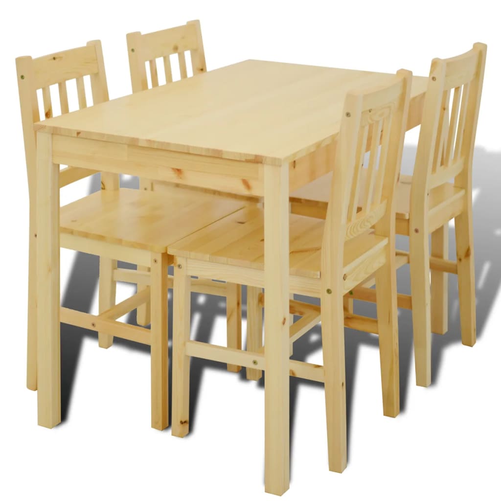 vidaXL Dining Table and Chair Dining Set Dinner Table with 4 Chairs Natural-15