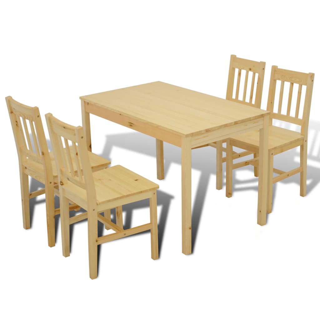 vidaXL Dining Table and Chair Dining Set Dinner Table with 4 Chairs Natural-7