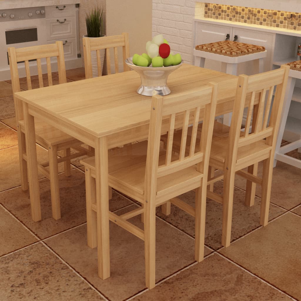 vidaXL Dining Table and Chair Dining Set Dinner Table with 4 Chairs Natural-16