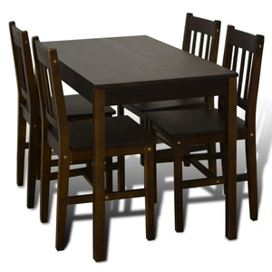 vidaXL Dining Table and Chair Dining Set Dinner Table with 4 Chairs Natural-0