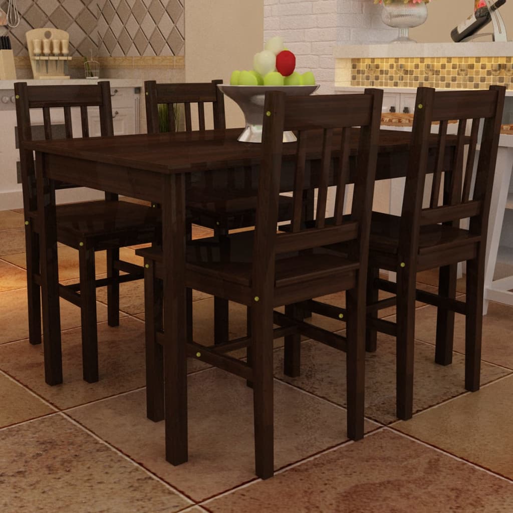 vidaXL Dining Table and Chair Dining Set Dinner Table with 4 Chairs Natural-2