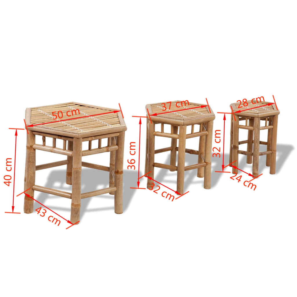 vidaXL Patio Stools 3 pcs Bamboo-3