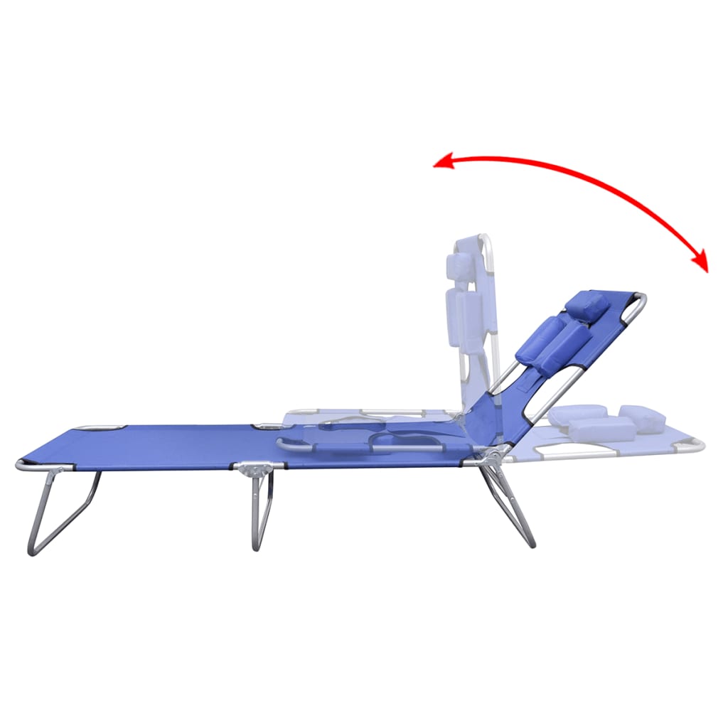 vidaXL Patio Lounge Chair Folding Sunlounger Sunbed with Head Cushion Steel-44