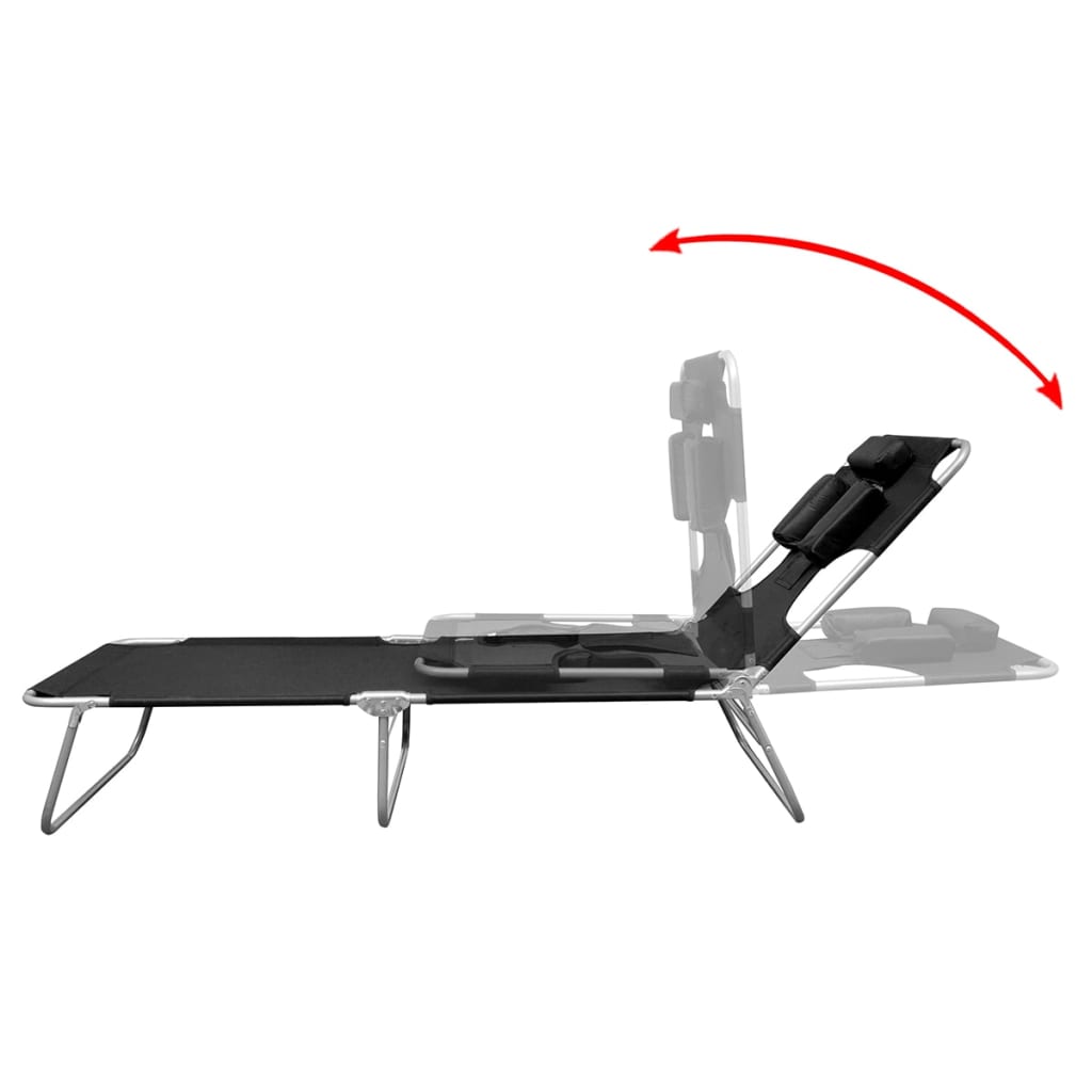 vidaXL Patio Lounge Chair Folding Sunlounger Sunbed with Head Cushion Steel-8
