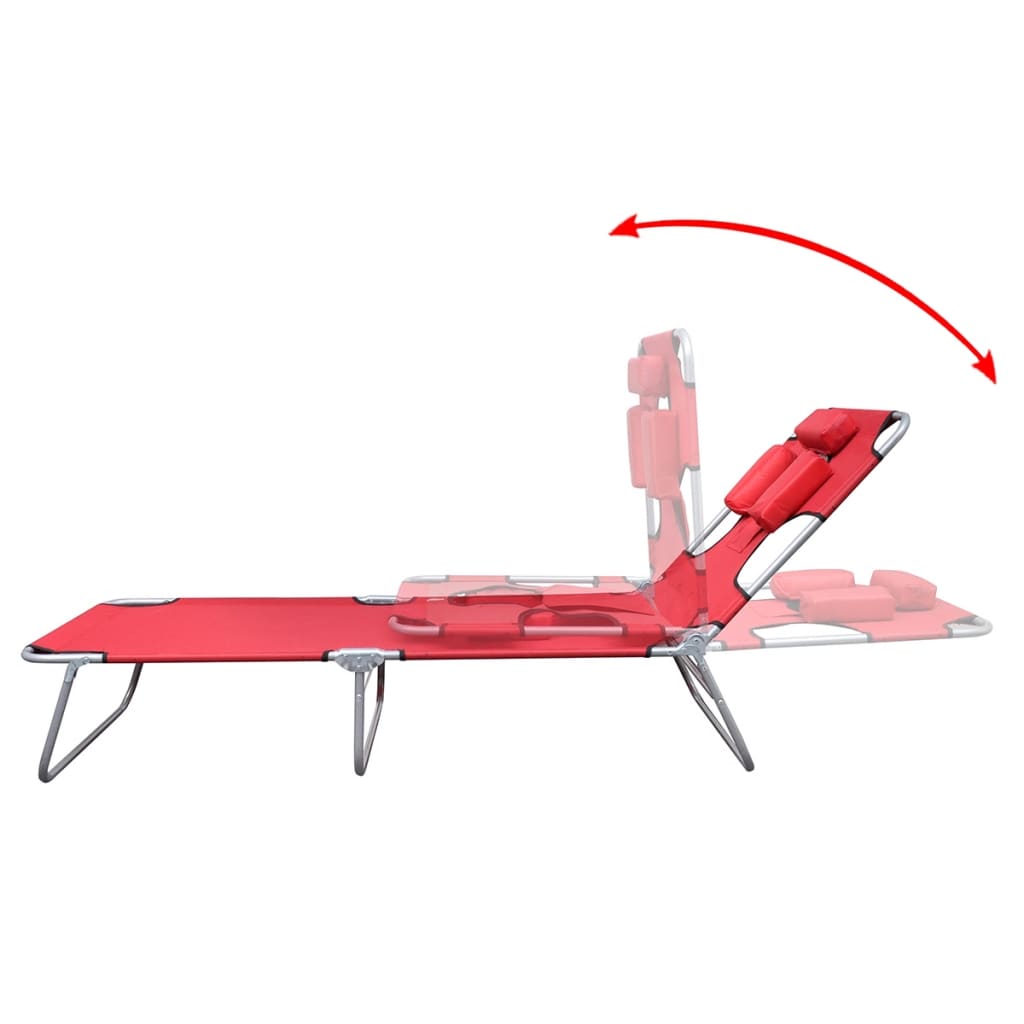 vidaXL Patio Lounge Chair Folding Sunlounger Sunbed with Head Cushion Steel-51
