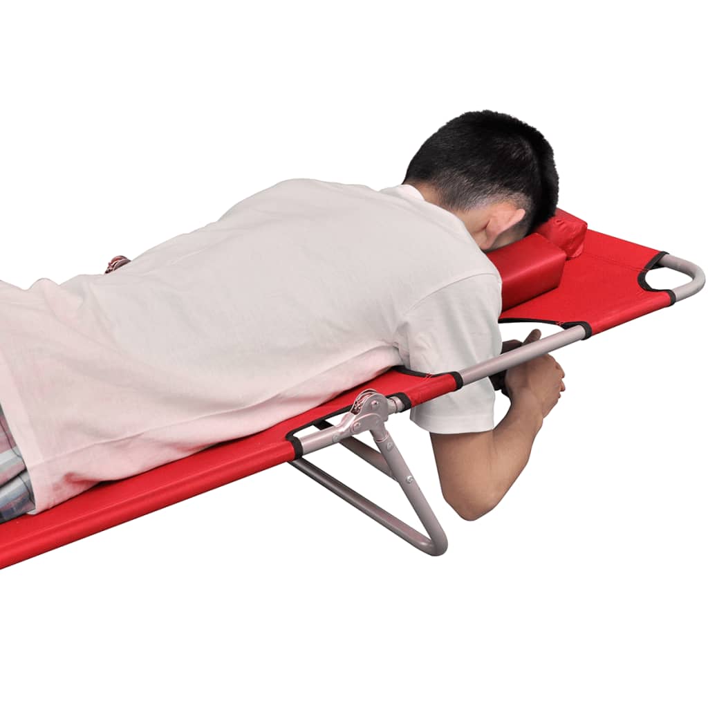 vidaXL Patio Lounge Chair Folding Sunlounger Sunbed with Head Cushion Steel-56
