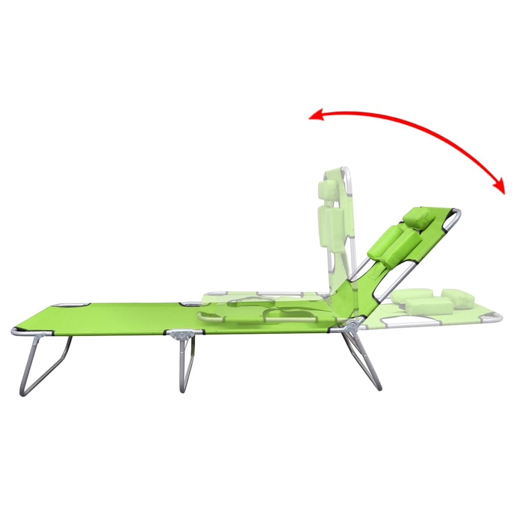 vidaXL Patio Lounge Chair Folding Sunlounger Sunbed with Head Cushion Steel-25