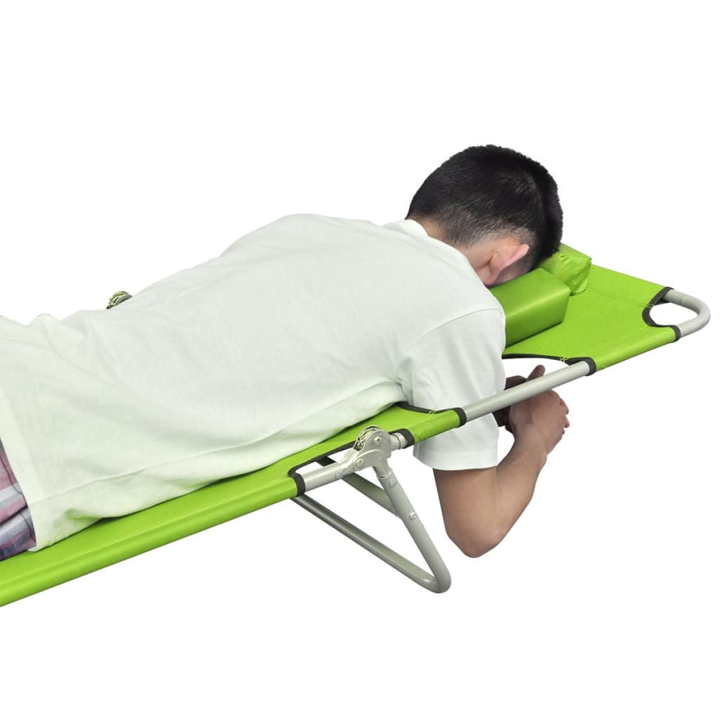 vidaXL Patio Lounge Chair Folding Sunlounger Sunbed with Head Cushion Steel-31