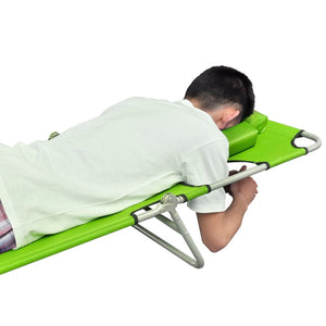 vidaXL Patio Lounge Chair Folding Sunlounger Sunbed with Head Cushion Steel-31