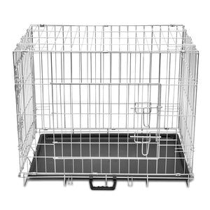 vidaXL Dog Crate 2/3 Doors w/Tray Fold Metal Pet Cage Kennel House 30"/37"/43"/48"-12