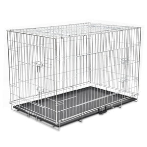 vidaXL Dog Crate 2/3 Doors w/Tray Fold Metal Pet Cage Kennel House 30"/37"/43"/48"-2