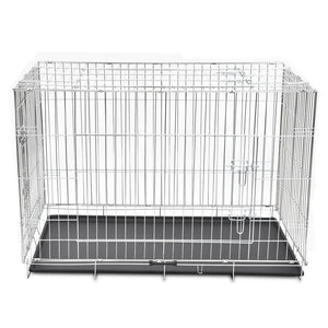 vidaXL Dog Crate 2/3 Doors w/Tray Fold Metal Pet Cage Kennel House 30"/37"/43"/48"-4