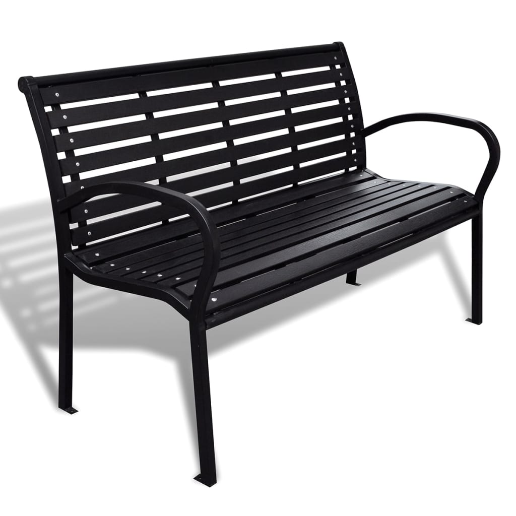 vidaXL Outdoor Patio Bench Garden Park Bench for Backyard Deck Steel and WPC-9