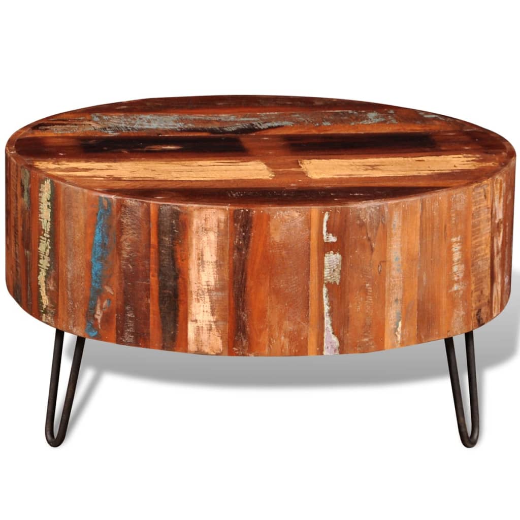 vidaXL Coffee Table Solid Reclaimed Wood Round-2