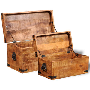 vidaXL Storage Chest Set 2 Pieces Rough Mango Wood-5