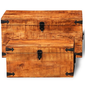 vidaXL Storage Chest Set 2 Pieces Rough Mango Wood-6