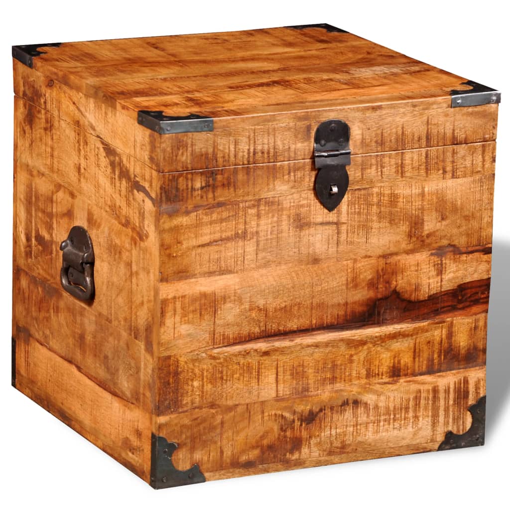 vidaXL Storage Chest Cubic Rough Mango Wood-0