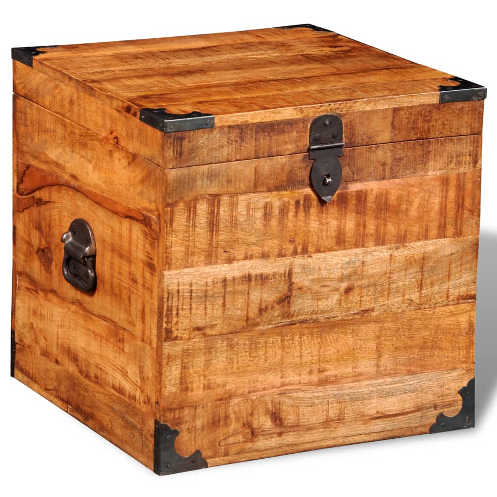 vidaXL Storage Chest Cubic Rough Mango Wood-3