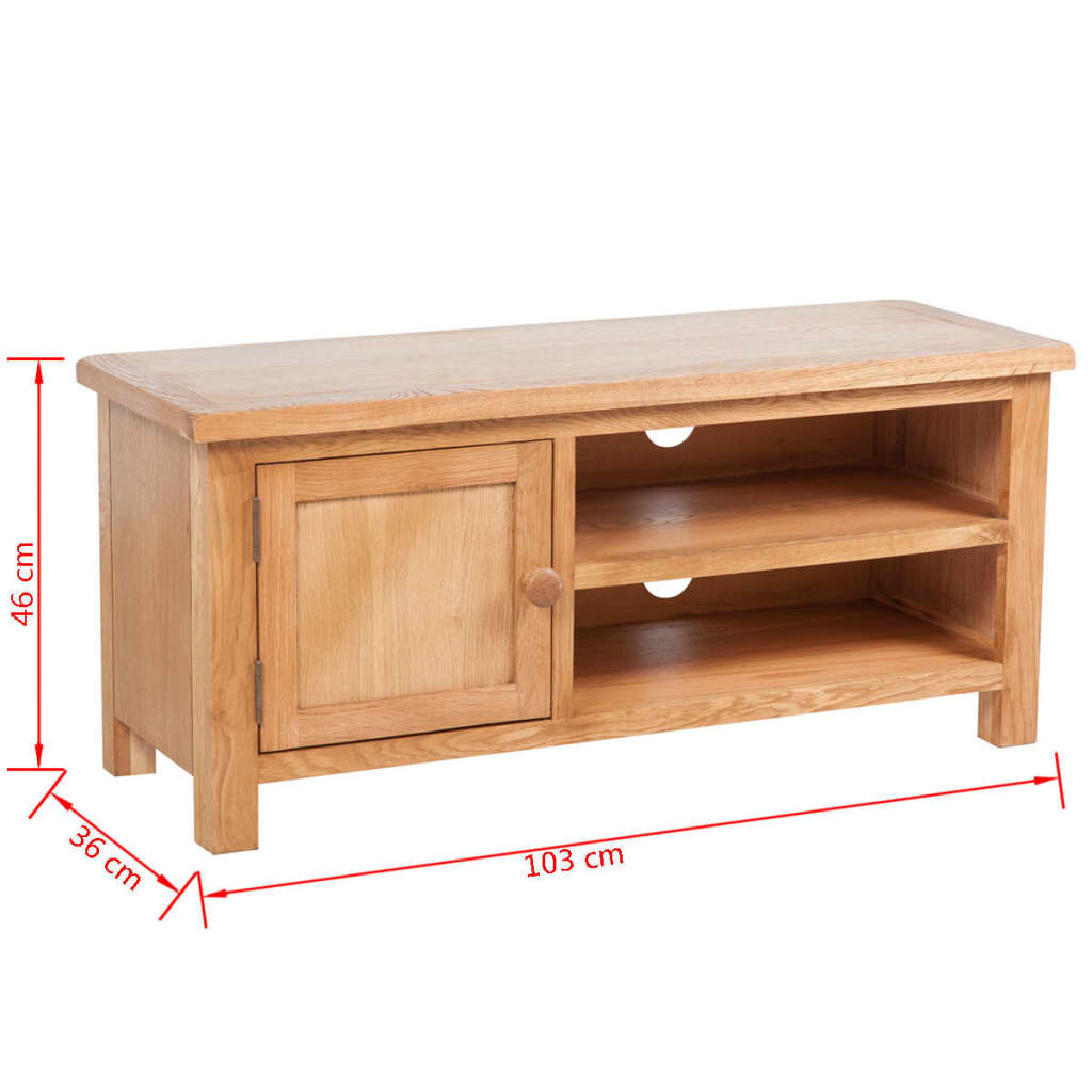 vidaXL TV Stand 40.6"x14.2"x18.1" Solid Oak Wood-4