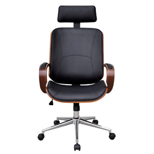 vidaXL Swivel Office Chair with Headrest Seat Bentwood Artificial Leather-6