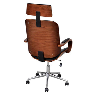 vidaXL Swivel Office Chair with Headrest Seat Bentwood Artificial Leather-7