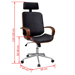 vidaXL Swivel Office Chair with Headrest Seat Bentwood Artificial Leather-9