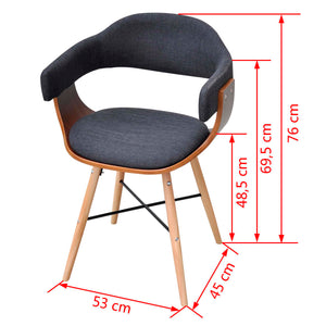 vidaXL Dining Chairs Kitchen Chair for Living Room 2 Pcs Bent Wood and Fabric-9