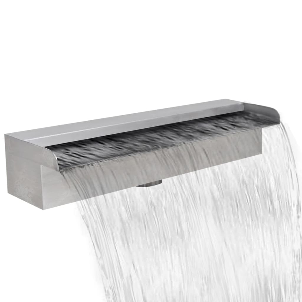 vidaXL Rectangular Waterfall Pool Fountain Stainless Steel 11.8"-23