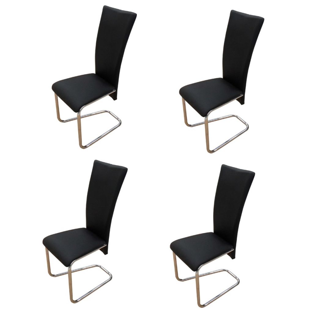 vidaXL Dining Chairs 4 pcs Black Faux Leather-1