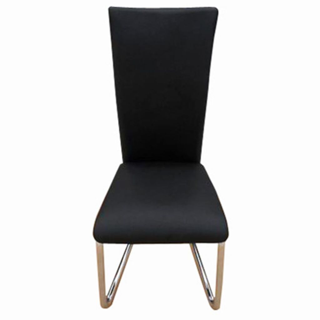 vidaXL Dining Chairs 4 pcs Black Faux Leather-3