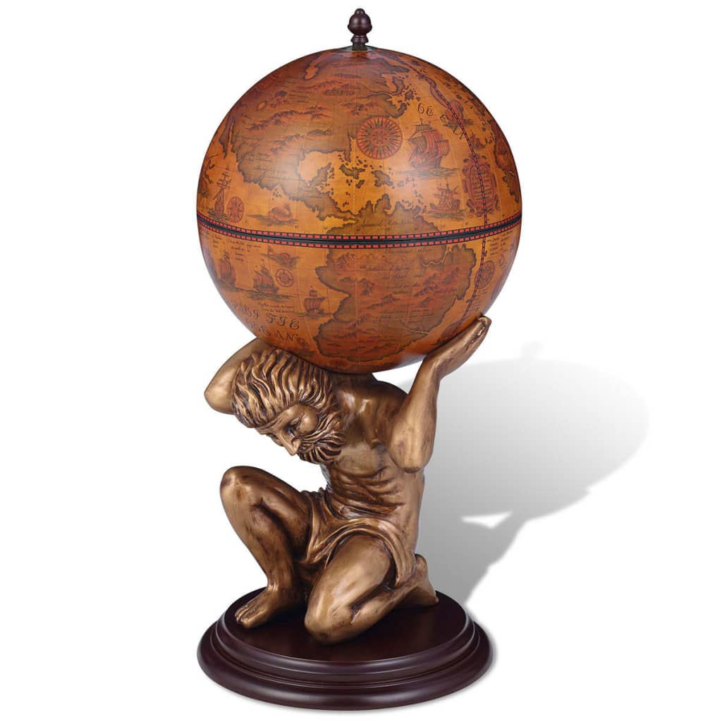 vidaXL Globe Bar Wine Stand Atlas Design 16.5"x16.5"x33.5"-0