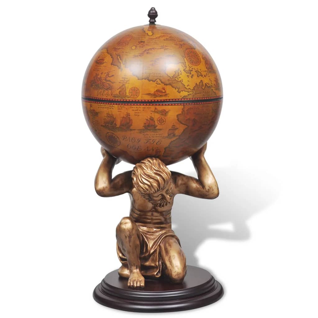 vidaXL Globe Bar Wine Stand Atlas Design 16.5"x16.5"x33.5"-2