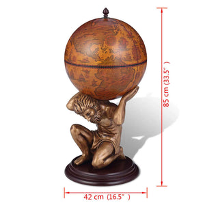 vidaXL Globe Bar Wine Stand Atlas Design 16.5"x16.5"x33.5"-6