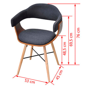 vidaXL Dining Chairs Kitchen Chair for Living Room 2 Pcs Bent Wood and Fabric-24