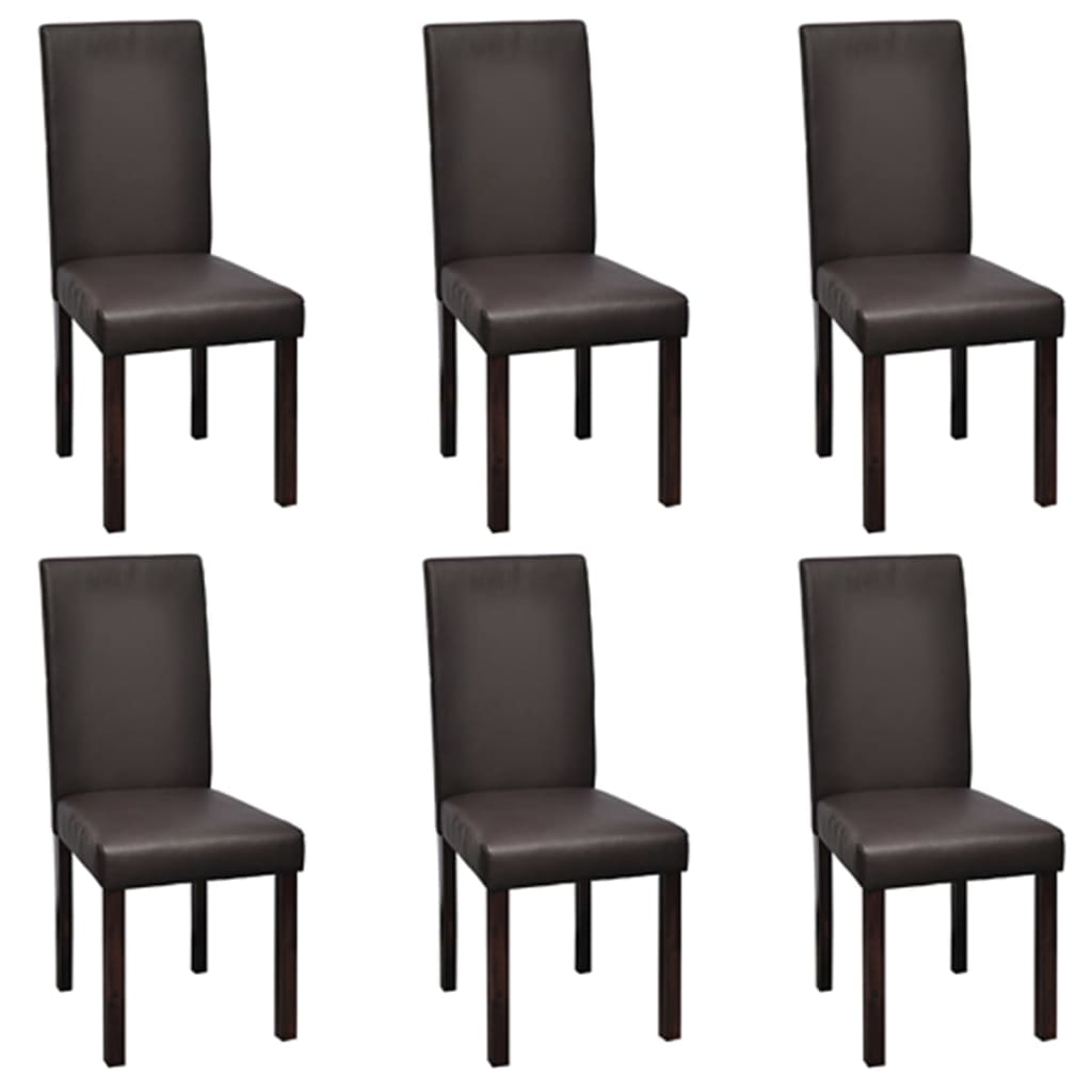 vidaXL Dining Chairs Side Chair with Solid Wood Legs for Kitchen Faux Leather-7