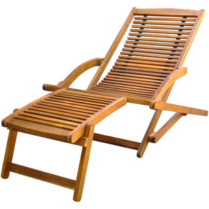 vidaXL Deck Chair with Footrest Solid Acacia Wood-0