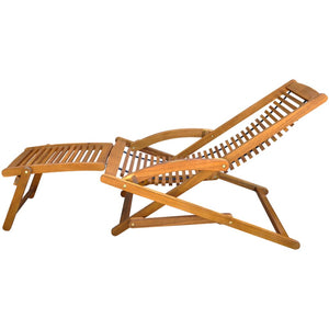 vidaXL Deck Chair with Footrest Solid Acacia Wood-2