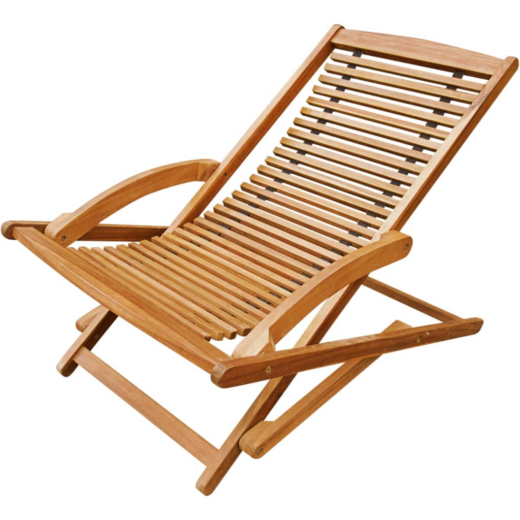 vidaXL Deck Chair with Footrest Solid Acacia Wood-3