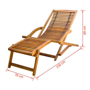 vidaXL Deck Chair with Footrest Solid Acacia Wood-7